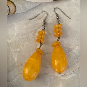 Vintage Orange Lucite Teardrop Earrings